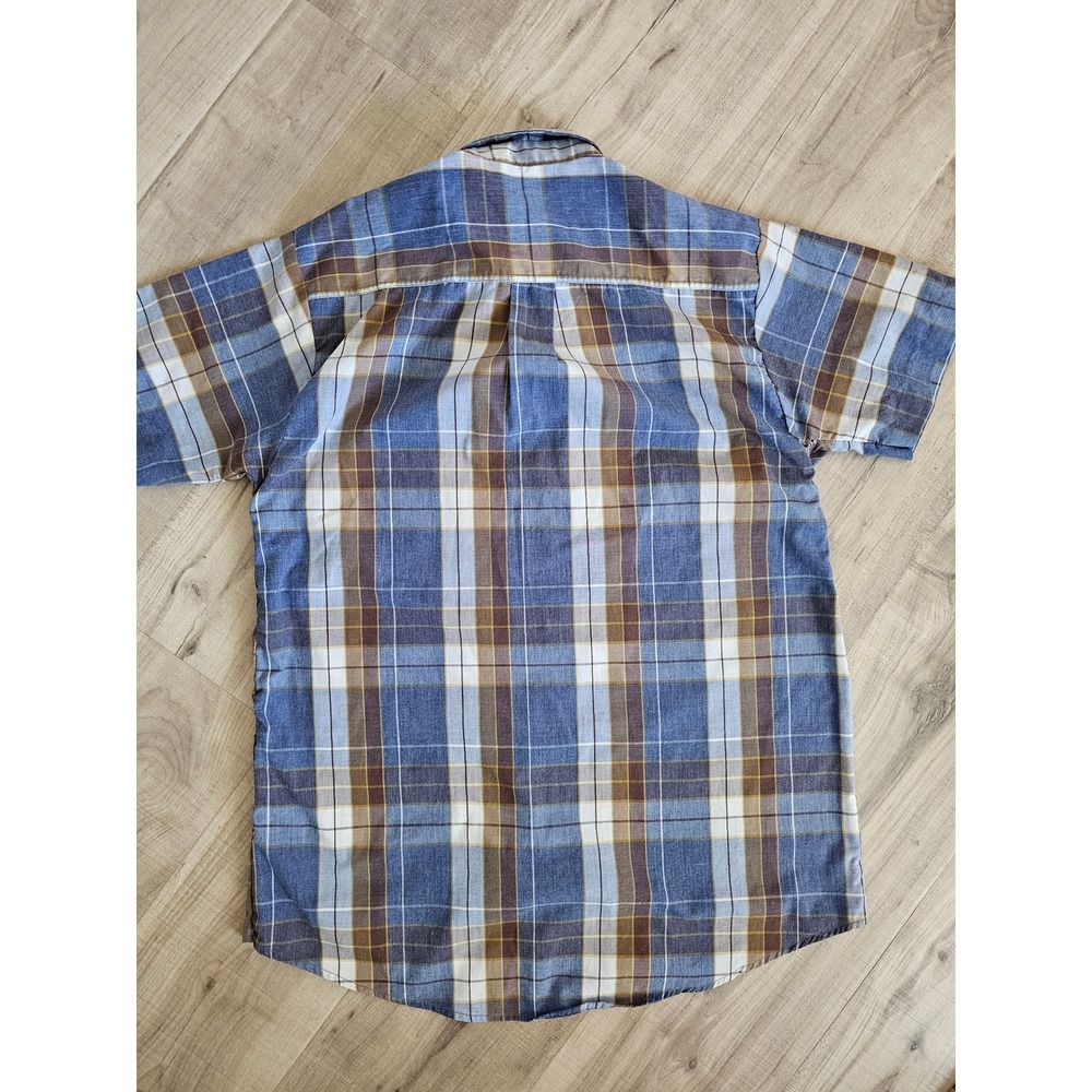Vintage Polo Ralph Lauren Mens Plaid Button Down Shirt Blue Brown Cotton - Picture 2 of 9